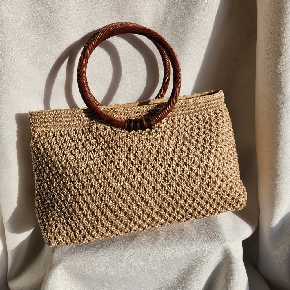 The SAK Tan Crochet Hobo Purse/ Handbag